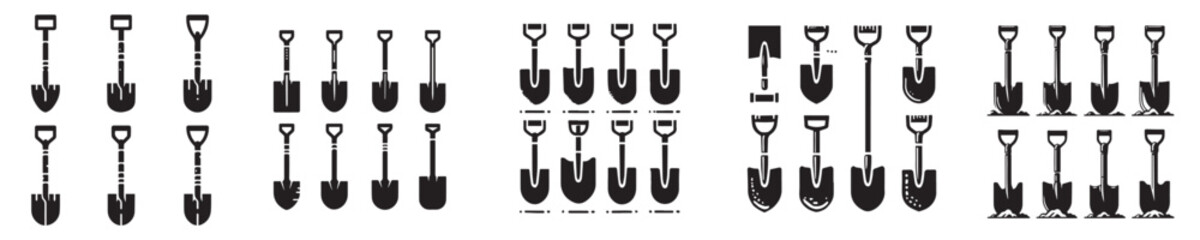 vector set of spade silhouettes