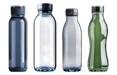 Premium Sports Water Bottle Collection on Transparent Background