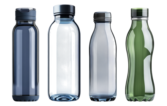Premium Sports Water Bottle Collection on Transparent Background