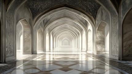 Fototapeta premium Elegant Archway Corridor With Intricate Stonework Design