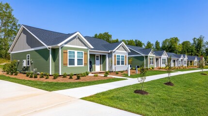 Green Cottages on a Sunny Day