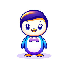 Cute penguin character digital art playful design vibrant colors cartoon style whimsical concept