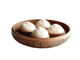 Chinese steamed buns on a transparent background