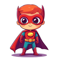Superhero adventure young hero in colorful costume creative illustration playful environment cartoon style