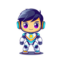 Futuristic robotic character digital art creation playful environment cartoon style creative design concept