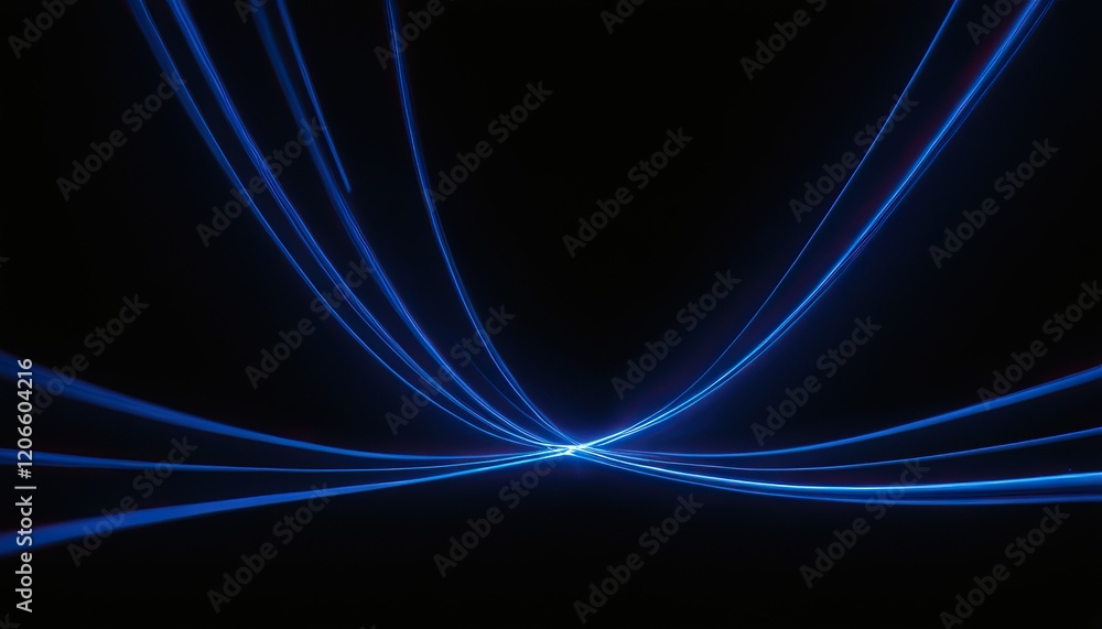 Poster abstract vector wave lines flowing dynamic in blue colors isolated on black background