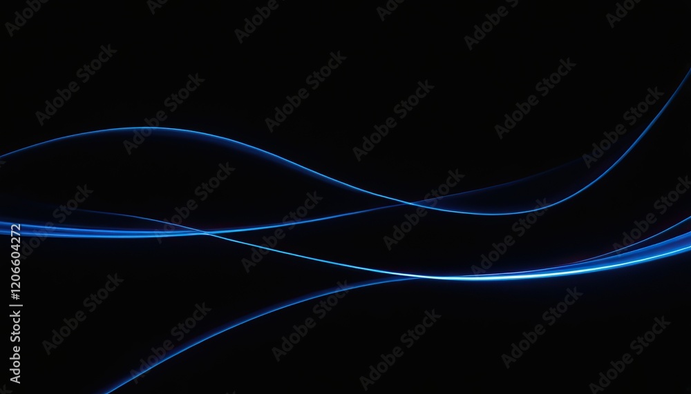Poster abstract vector wave lines flowing dynamic in blue colors isolated on black background