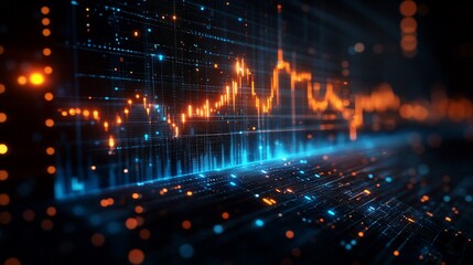 Fototapeta premium Abstract glowing stock market graph.