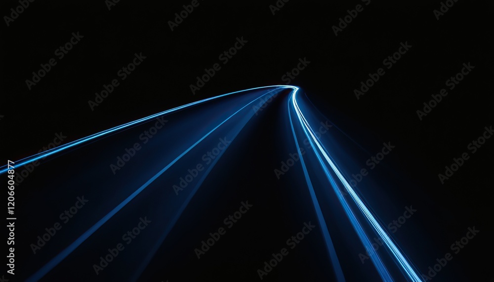Poster abstract vector wave lines flowing dynamic in blue colors isolated on black background