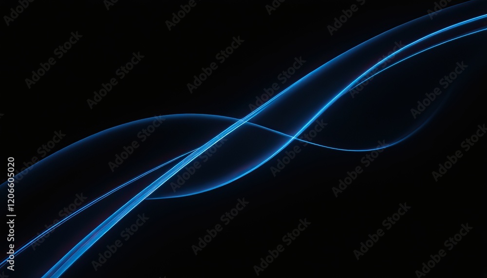 Poster abstract vector wave lines flowing dynamic in blue colors isolated on black background