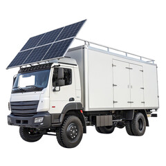 White Box Truck Featuring Solar Panel Array for Sustainable Transport