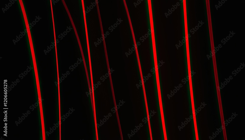Aufkleber dynamic red and white abstract waves floating against a black background in a smooth, fluid design