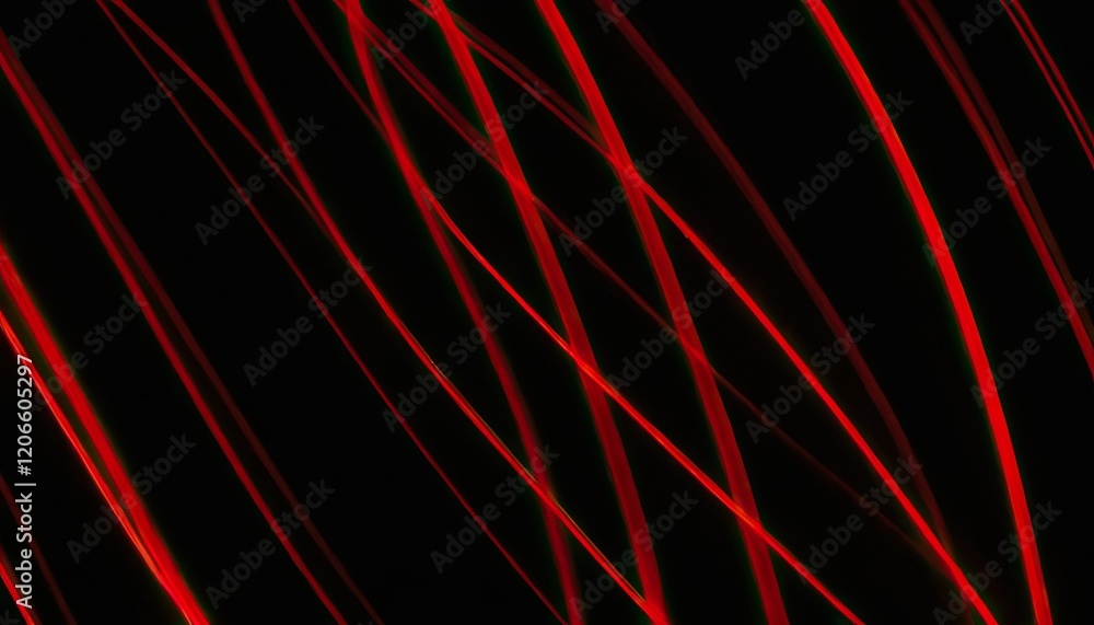 Aufkleber dynamic red and white abstract waves floating against a black background in a smooth, fluid design