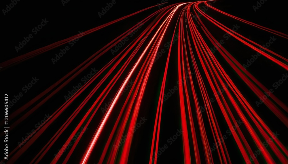Aufkleber dynamic red and white abstract waves floating against a black background in a smooth, fluid design