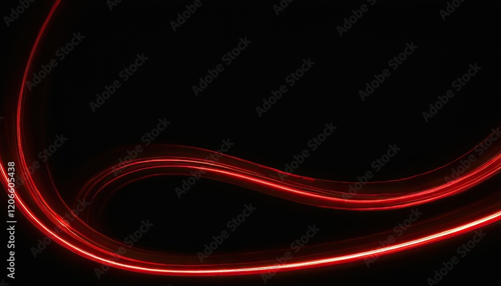 Aufkleber dynamic red and white abstract waves floating against a black background in a smooth, fluid design