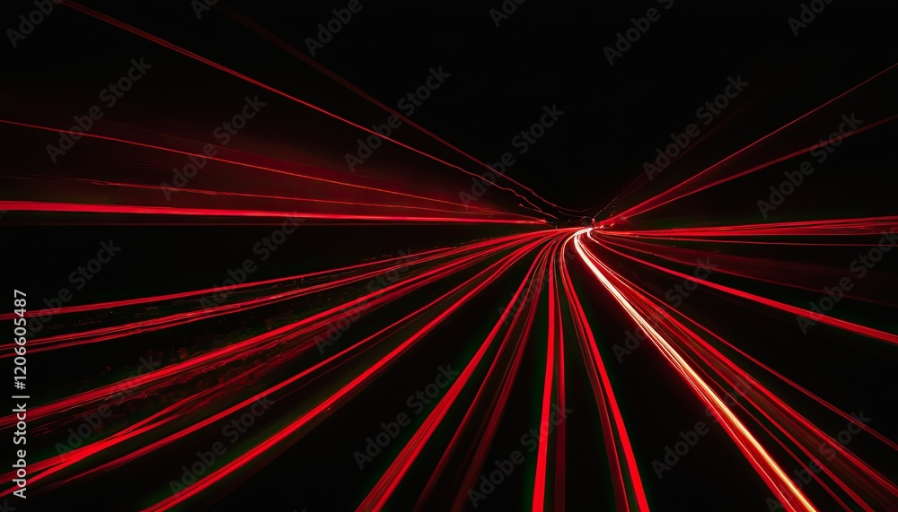 Aufkleber dynamic red and white abstract waves floating against a black background in a smooth, fluid design