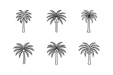 date palm tree icon line art vector illustration