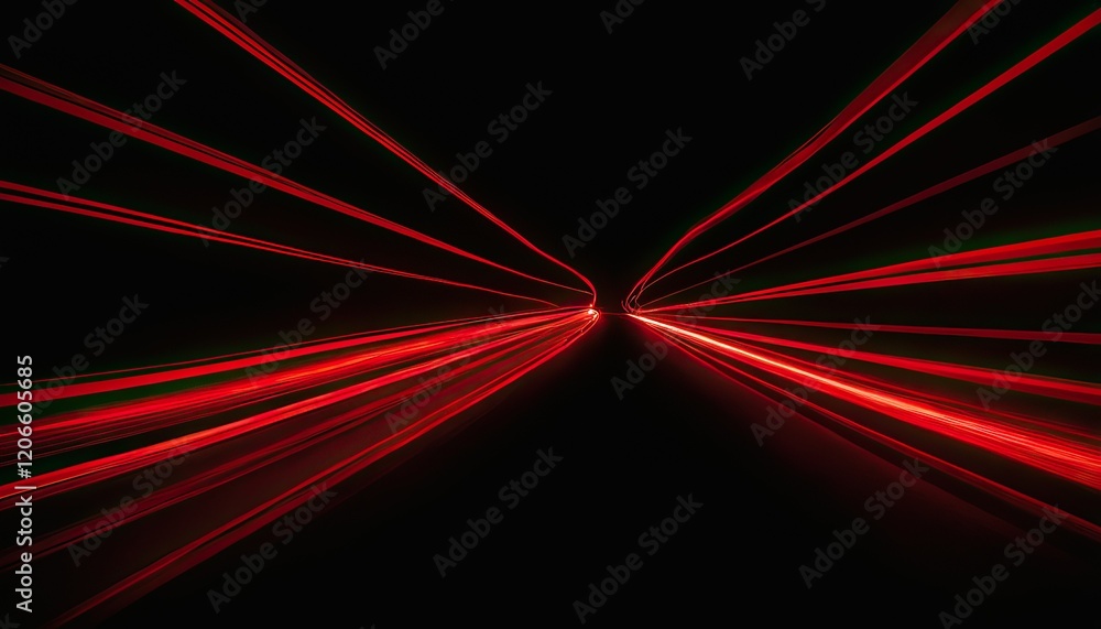 Aufkleber dynamic red and white abstract waves floating against a black background in a smooth, fluid design