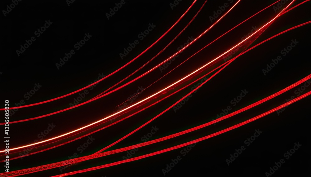 Aufkleber abstract vector wave lines flowing dynamic in red colors isolated on black background