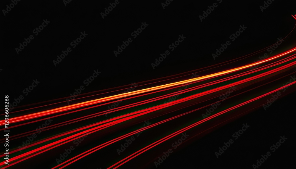 Aufkleber abstract vector wave lines flowing dynamic in red colors isolated on black background