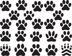 silhouettes of different animal paw vector design