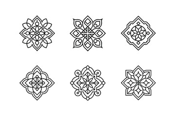 intricate tile designs line art vector illustration