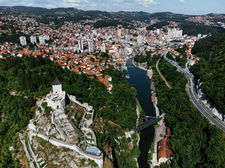 Old stone fortress, defensive walls and hilltop fort. Uzice, Serbia, Europe