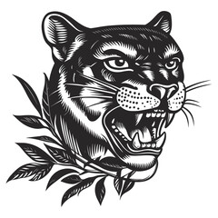 Jaguar tattoo art illustration panther vector