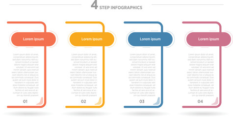 Colorful Modern Timeline infographic template. 4 Step timeline journey, calendar Flat simple infographics design template. presentation graph. Business concept with 4 options, vector illustration.