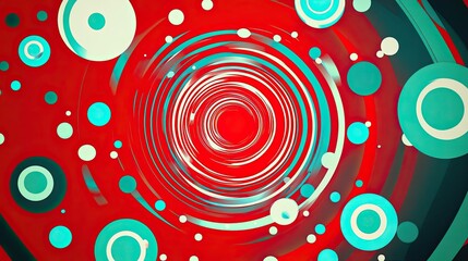 Fototapeta premium Vibrant Abstract Design with Turquoise Circles on Red Background