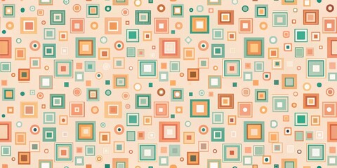 Abstract Geometric Pattern Featuring Diverse Square and Circle Shapes in Muted Tones