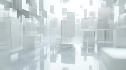 Abstract Geometric Shapes on Clean White Surface with Faint Design