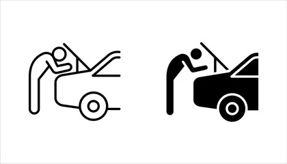 Car repair service icon set. Containing car mechanic, vector illustration on white background