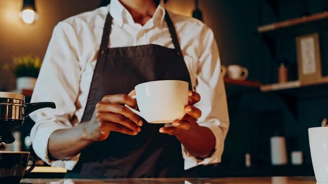 Barista Preparing Coffee Shot in Cozy Caf Footage