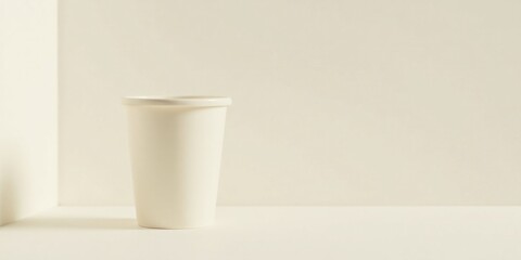 A Simple White Cup on a Light Beige Surface in a Minimalist Setting