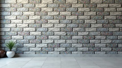 Modern Room Interior Design Featuring a Textured Brick Wall and Minimalist Decor