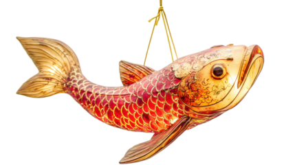 Hand-drawn fish on a hook swimming in water with scales, fins, and a gold color, captured in a freshwater lake or river setting, symbolizing nature, fishing, and aquatic life