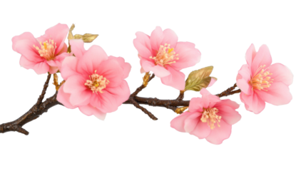 Pink cherry blossom on a white background