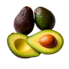Ripe Avocados on Transparent Background