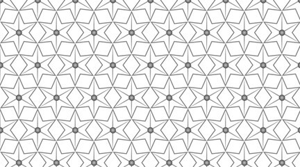 Star shape luxury pattern design with 3d circle centre of each shape | Seamless pattern design with black stroke | Pattern background for web, banner, corporate, fabric, texture, cultural program