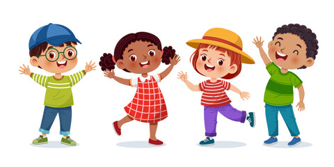 Group of adorable children are playing joyfully