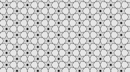 Naklejka premium Star shape luxury pattern design with 3d circle centre of each shape | Seamless pattern design with black, colour | Pattern background for web, banner, corporate, fabric, texture, cultural 