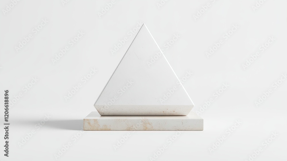 Poster white triangular prism on square base minimalist display