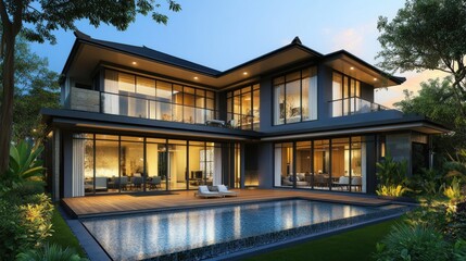 Fototapeta premium Modern Villa with Swimming Pool