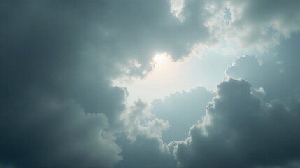 Sunbeams Piercing Through a Dramatic Canopy of Cumulus Clouds, a Heavenly Light Show