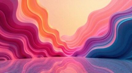 Abstract Colorful Wave Design  A Vibrant Swirl of Hues and Shadows Reflecting on a Polished Surface
