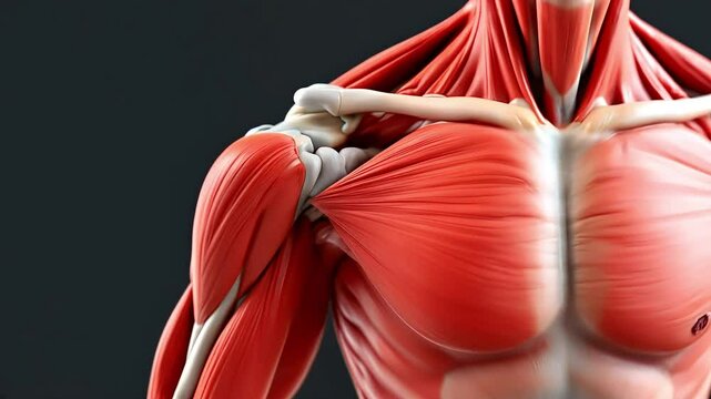 Detailed Human Anatomy of Upper Chest and Shoulder Muscles