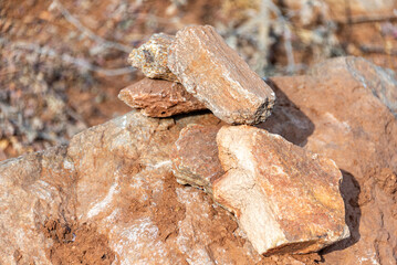 Shattered and crushed stone texture and pieces