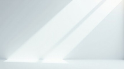 Light Beams Across a Pristine White Wall and Floor, Creating a Simple and Elegant Background for Various Design Applications