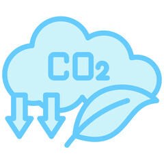 Carbon Neutral dual tone blue color icon. use for modern concept, print, UI, UX kit, web and app development. Vector EPS 10, related to business, green industry, eco friendly and economy .